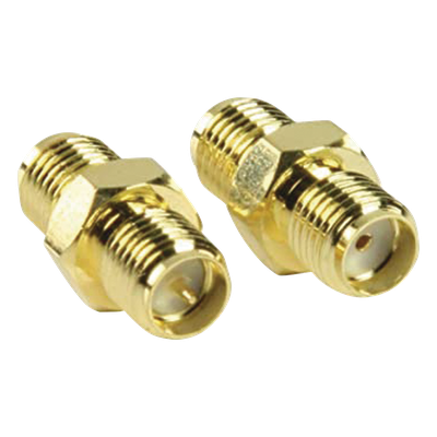 Adaptador en Línea de Conector SMA Hembra Inverso a SMA Hembra, Oro/ Oro/ Teflón,