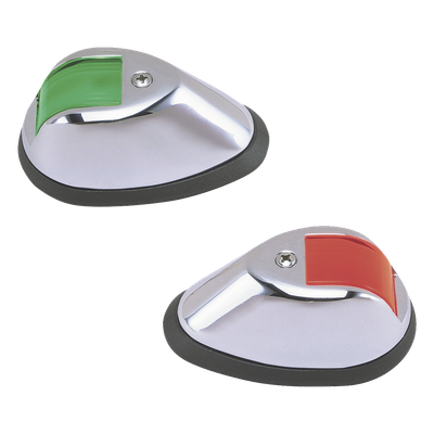 Set de Luces de Navegación Verticales en Carcasa Cromada en Color Rojo/Verde para Embarcaciones a Motor de Hasta 20 Metros 