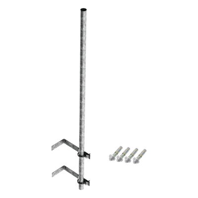 Mástil de 3 m de 1-1/2" diámetro ced. 30 con Herrajes para Sujeción a Pared. 