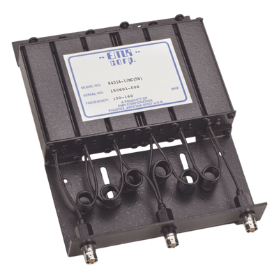 Duplexer Compacto de Rechazo de Banda, 150-160 MHz, 4.6 a 6 MHz Sep. Tx-Rx, 50 Watt, BNC Hembra.