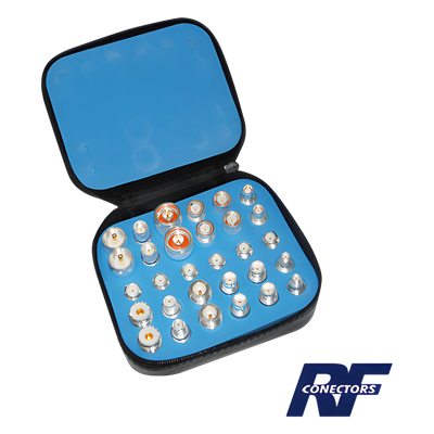 Kit Universal de Adaptadores UNIDAPT de 30 piezas con baño de Plata, en estuche, esponja y ziper.â€‹