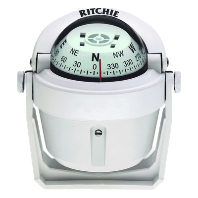 Brújula de Navegación Marítima Ritchie B-51W / Montaje en Bracket / Dial 2" (51 mm) / Iluminación Nocturna Verde / DirectiveForce Magnets / Construcción Compuesta Alta Temperatura / 100% Reparable