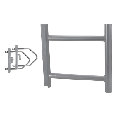 Montaje de Soporte Lateral en Forma de H para Instalar Antenas Colineales de Fibra de Vidrio a una Separación de 38 cm. de la Torre.