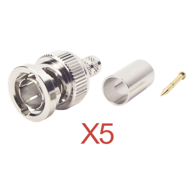 Kit de 5 Conectores BNC Macho RFB-1707-D de Anillo Plegable / RG-59, 75 Ohm.