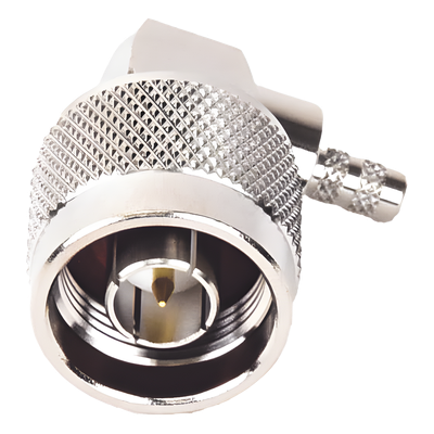 Conector N Macho en A/R de Anillo Plegable para Cables LP-195, LP-142, RG-58/U, RG-142/U, Niquel/ Oro/ Teflón.