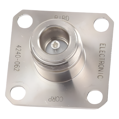 Conector N Hembra de Cambio Rápido / Wattmetro BIRD 43, 4304, 4 perforaciones a 18 mm, Níquel/ Plata/ Teflón.â€‹