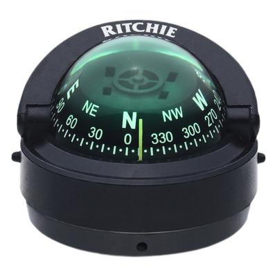 Brújula de Navegación Marítima Ritchie S-53 / Montaje en Bracket / Dial 2 3/4" (70 mm) / Iluminación Nocturna Verde / DirectiveForce Magnets / Construcción Compuesta Alta Temperatura / 100% Reparable