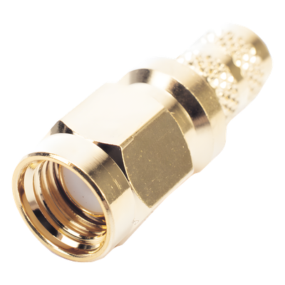 Conector SMA Macho Inverso de Anillo Plegable para Cables 9258, RG-8/X, LMR-240, Oro/Oro/Teflón.