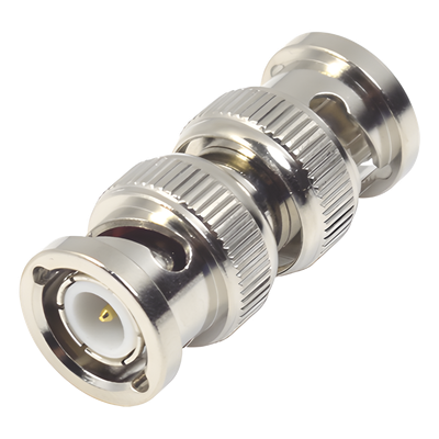 Adaptador en Línea Tipo Barril para 50 Ohm, de Conector BNC Macho a BNC Macho, Níquel/ Oro/ Teflón.