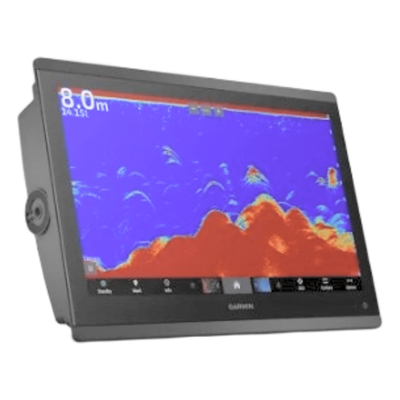 Pantalla táctil GPSMAP® 8416 de 16" con mapa mundial base.