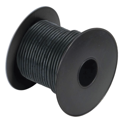 Rollo de cable grado marino calibre 12 en color negro de 100 pies (30.48 m).
