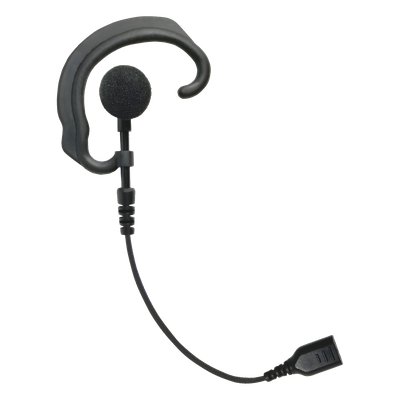Auricular de gancho para el oído (RESPONDER) con cable de fibra trenzada y conector SNAP. Requiere micrófono de solapa de 1 o 2 hilos de la Serie SNAP.