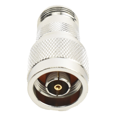 Adaptador en Línea, de Conector N Macho Inverso a N Hembra, Níquel/ Oro/ Teflón.