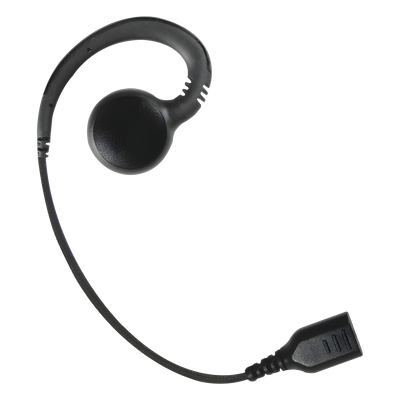 Auricular giratorio con gancho en forma de "G" con cable de fibra trenzada y conector SNAP.  Requiere micrófono de solapa de 1 o 2 hilos de la Serie SNAP.