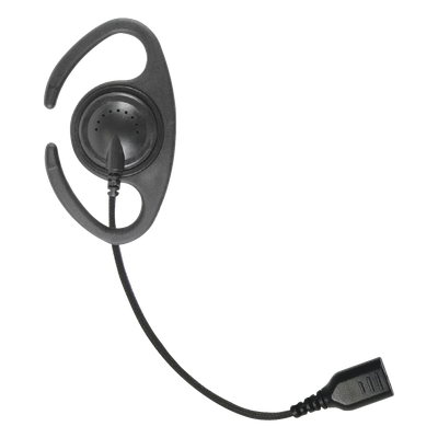 â€‹Auriculares de gancho en forma de "C" con cable de fibra trenzada y conector SNAP. Requiere micrófono de solapa de 1 o 2 hilos de la Serie SNAP.