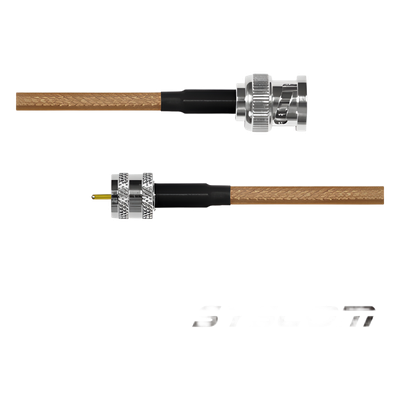 Cable Coaxial RG-142/U de 60 cm. para 50 Ohm, con Conectores BNC Macho a Mini UHF Macho.