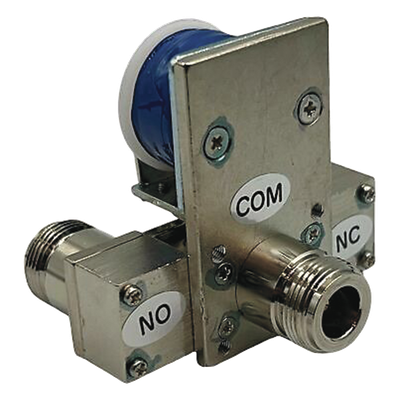 Relevador Coaxial para Antena SPDT, 10-14 Vcc (12 Vcc Nom.), 160 mA, 250 Watt a 1 GHz.