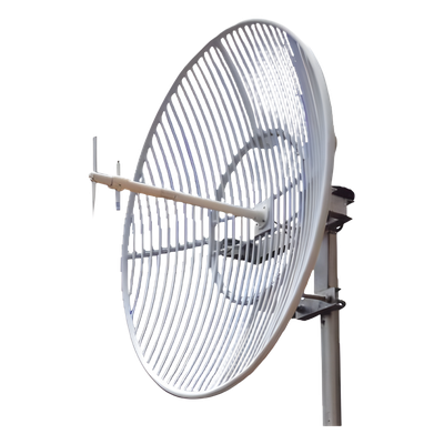 Antena Parabólica de Rejilla | 824-960 MHz | 23 dBi de Ganancia | Cubre muy bien la Banda 5 (850 MHz) Celular. Antena Donadora que se utiliza para los amplificadores de señal celular para cubrir comunidades alejadas.