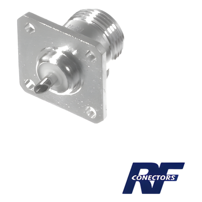 Conector N Hembra, montaje chasis de 4 perforaciones a 18 mm.