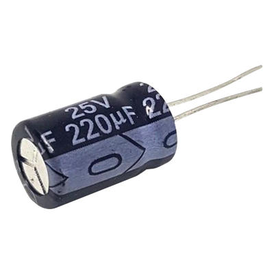  Capacitor Electrolítico Radial de Aluminio, 220 µFd, 25 Vcc, 105 °C, 8 x 11 mm.