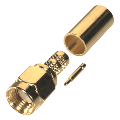 Conector SMA Macho de Anillo Plegable para Cable RG-58/U, Oro/Oro/Teflón.