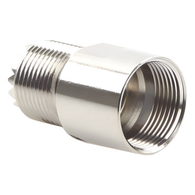 Conector UHF Hembra (SO-239) para Cables RG-8/U (8237), RG-213/U (8267), RG-214 (8268), Niquel/ Plata/  Teflón.