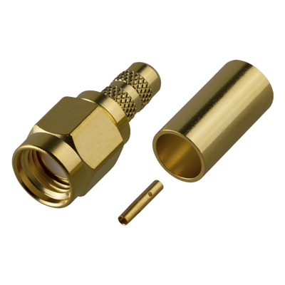 Conector SMA Macho Inverso de Anillo Plegable para cables 8240, RG-58/U, Oro/ Oro/ Teflón.