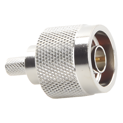 Conector N Macho, Anillo Plegable y Pin Cautivo para RG-8/X, 9258, LMR-240, Níquel/ Oro/ Teflón.