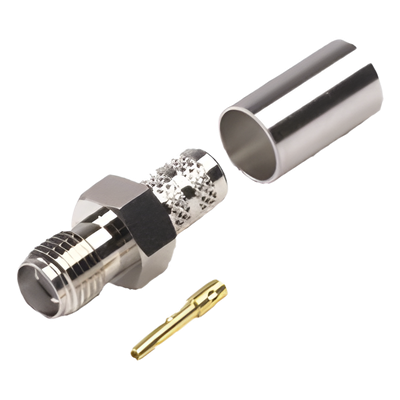 Conector SMA Hembra de Anillo Plegable para Cables RG-8/X, LMR-240, 9258, Niquel/Oro/Teflón.