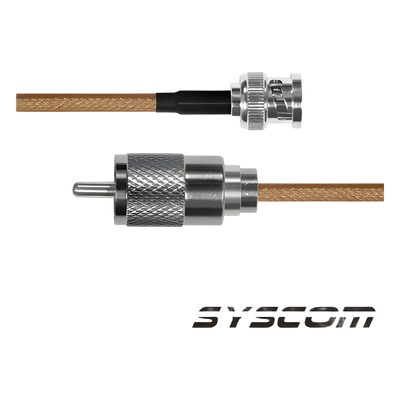 (1 pza) Jumper con cable RG142, conectores BNC Macho/UHF (PL-259) Macho.