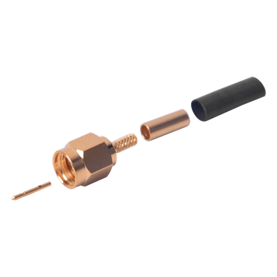 Conector SMA Macho de Anillo Plegable para Cables RG-174/U, 8216, Oro/ Oro/ Teflón.