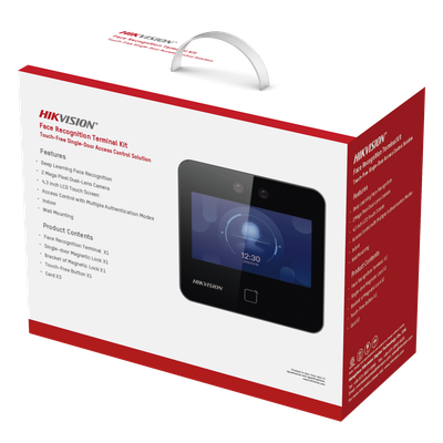 Kit de Control de Acceso TODO INCLUIDO con Lector de Rostros, QRs y Tarjetas / 1,500 rostros / Compatible con App HIKConnect /Incluye Electroimán  Botón de Salida y Montajes Z y L para imán / HIK-IA