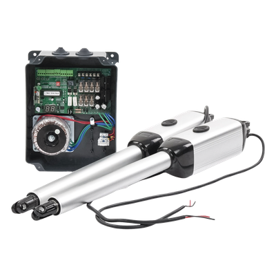 Kit de brazos para automatizar portones vehiculares abatibles de 2 hojas/ 3 Mts / 300 Kg / Uso solo residencial / Compatible con respaldo de energía 