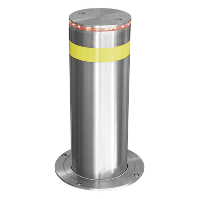 Bolardo Hidráulico Antiembestida 220 mm × 600 mm / Acero Inoxidable 304 / 200,000 J de Resistencia al Impacto / Bomba Hidráulica Integrada / Ciclo de 4 seg / 100 Ciclos por Hora