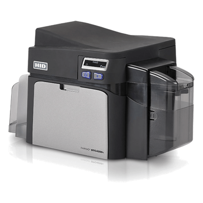 Impresora de Tarjetas ID FARGO DTC4250e / Dye Sublimation y Transferencia Térmica de Resina / Resolución 300 dpi / Seguridad AES-256 / Interfaz USB 2.0 y Ethernet / Capacidad de Tarjeta de Entrada 100 Tarjetas