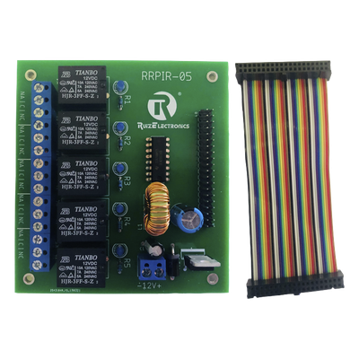 Tablilla interfaz de 5 relevadores con arnés 20x2 pines para Raspberry Pi