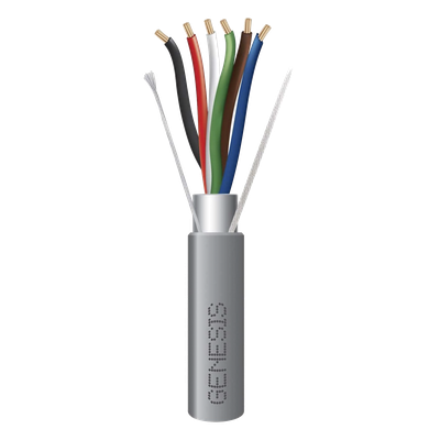 Bobina de 152 Metros (500 Pies) de Cable / 6 x 22 AWG BLINDADO / Riser / Color Gris / Para Aplicaciones de Audio, Seguridad y Control