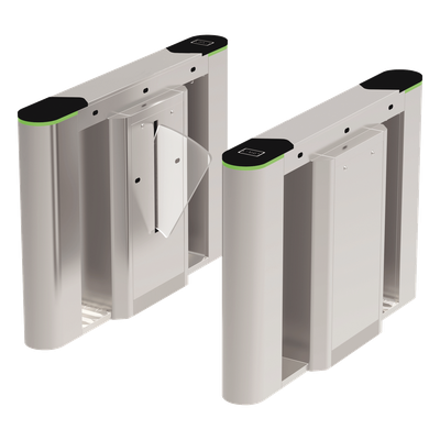 Puerta de cortesía tipo FLAP bidireccional / 30 personas por minuto / Acabado de Lujo / Apertura en 1 segundo / Acero inoxidable / Indicadores LED / Alarma por acceso denegado