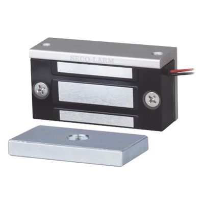 Chapa Magnética  de 36 kg (80 Lbs) / Uso en Lockers o Gabinetes / 12~24 VDC / Tamaño Miniatura 70x31x19 mm / Protección MOV / Sin Magnetismo Residual / Montaje Completo
