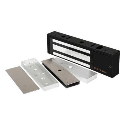 Kit Para Control de Acceso Incluye Chapa Magnética de 1200 Lbs Color Negro / Montaje En "U" Para Puerta de Cristal /  Uso Interior / Certificación UL / Diseño Elegante