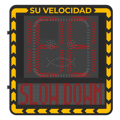 Radar medidor de Velocidad/ Pantalla LED / Detección de Velocidad en Tiempo Real / Rango de Detección de 100 m / Hasta 32 Objetivos Detectados / IP66 / Ethernet