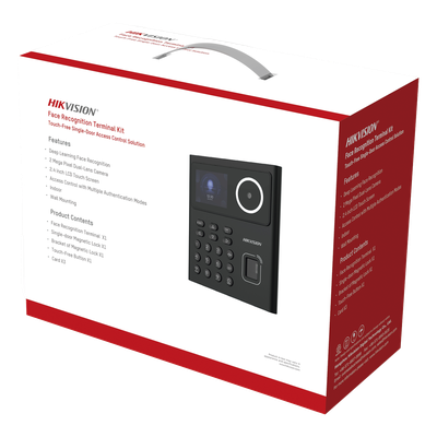 Kit WiFi de Control de Acceso Lite TODO INCLUIDO con Lector de Rostros, Tarjetas y Huellas / 500 Rostros / Compatible con App HIKConnect / Incluye Electroimán  Botón de Salida y Montajes Z y L para imán / HIK-IA