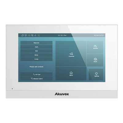 Monitor Color Blanco Linux / Pantalla Touch de 7 Pulgadas / SIP / POE / WIFI / Compatible con Frentes de Calle Akuvox