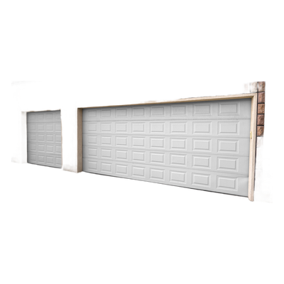 Puerta de Garage de alta calidad, Color blanco 14X8 pies,  AISLADA, Estilo Americana , CUADRO CORTO.