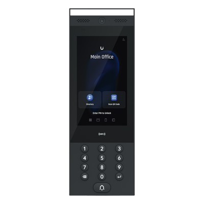 UniFi Intercom para interior/exterior IP65, Lector NFC y QR / Pantalla táctil 7", cámara, bocina y micrófono, sensor de movimiento, funciona con UniFi Access