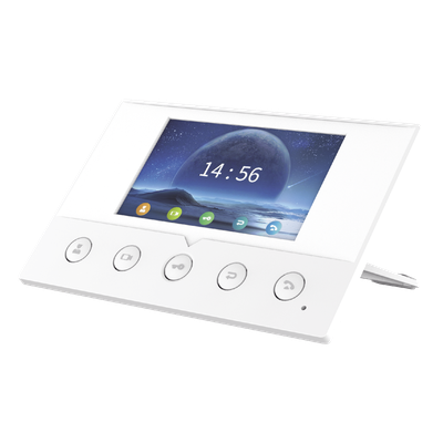 Monitor IP/SIP para interior, Wi-Fi, pantalla a color de 4.3", audio de 2 vías, PoE, 8 interfaces de entrada de alarma.