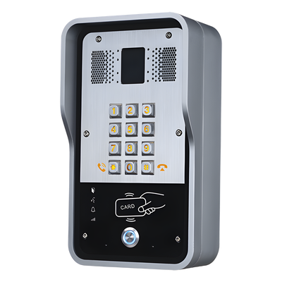 Audio Portero IP  2 líneas SIP con relevador integrado, Lector RFID para acceso por clave numérica, tarjeta o llamada remota, PoE