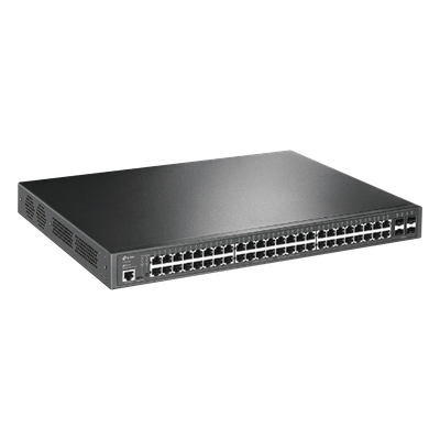 Switch L2+ Omada PoE+ / 48 Puertos PoE+ 10/100/1000 Mbps / 4 Puertos SFP 1G / 2 Puertos Consola (RJ45 y microUSB) / Administración Centralizada Omada o Stand-Alone / Multicast IGMP / Calidad de Servicio / Presupuesto PoE 384W / Montaje en Rack