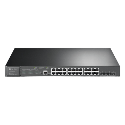 Switch L2+ Omada PoE+ / 24 Puertos PoE+ 10/100/1000 Mbps / 4 Puertos SFP+ 10G / 2 Puertos Consola (RJ45 y microUSB) / Administración Centralizada Omada o Stand-Alone / Multicast IGMP / Presupuesto PoE 384W / Montaje en Rack / (SG3428XMP)