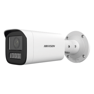Bala IP 4 Megapíxel / Lente Motorizado 2.8 a 12 mm / Dual Light (50 mts IR + 50 mts Luz Blanca) / ACUSENSE Lite / Microfono Integrado / Exterior IP67 / WDR 120 dB / PoE  / Micro SD / Alarmas I/O
